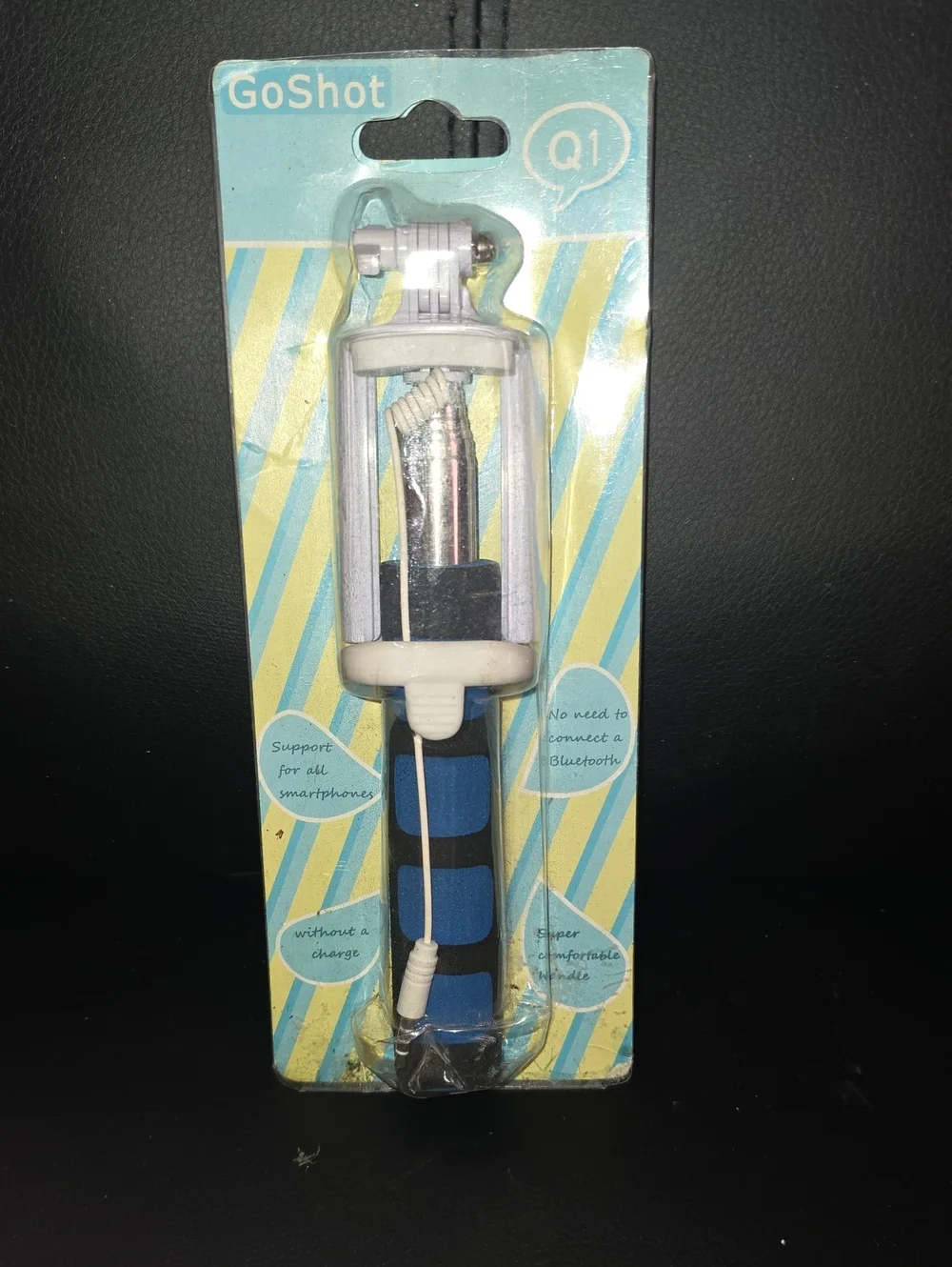 Blue Selfie Stick with Wired Shutter