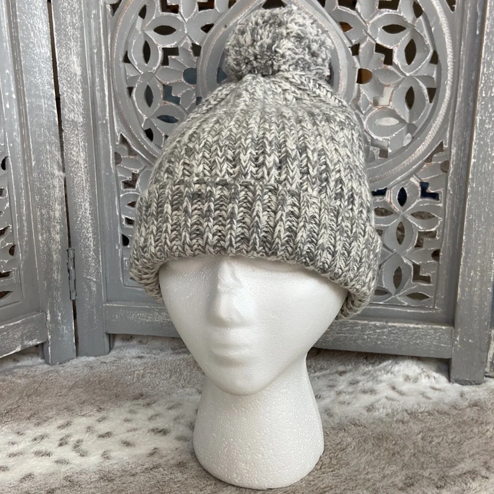 J.Crew knit beanie puff ball neutral feminine gorpcore preppy outdoor winter