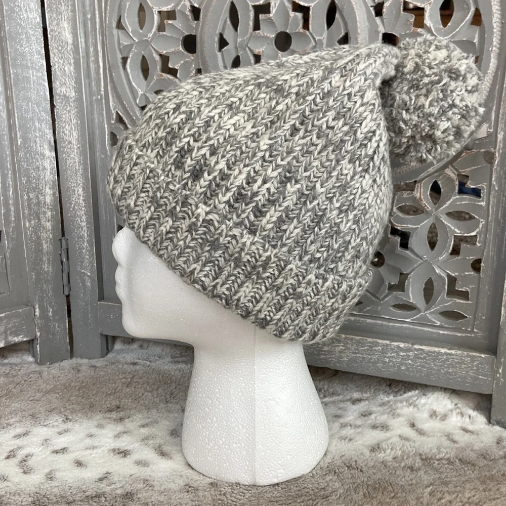 J.Crew knit beanie puff ball neutral feminine gorpcore preppy outdoor winter