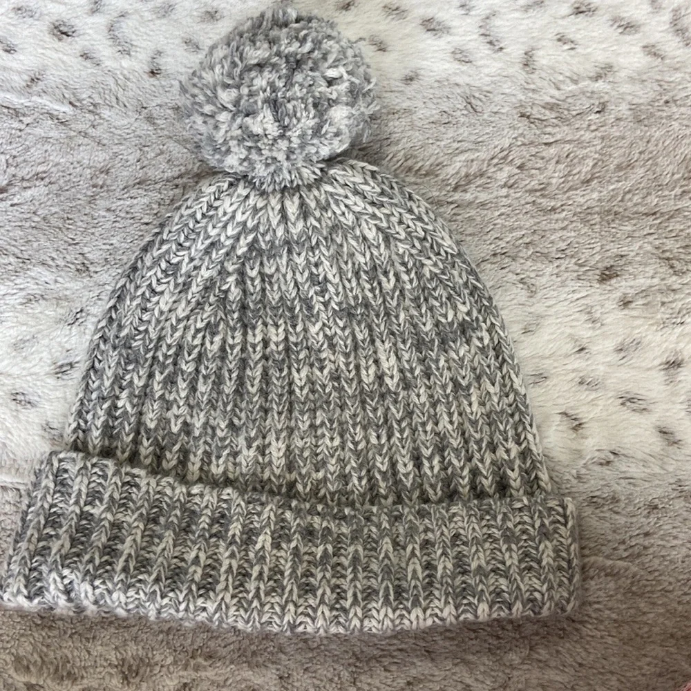 J.Crew knit beanie puff ball neutral feminine gorpcore preppy outdoor winter