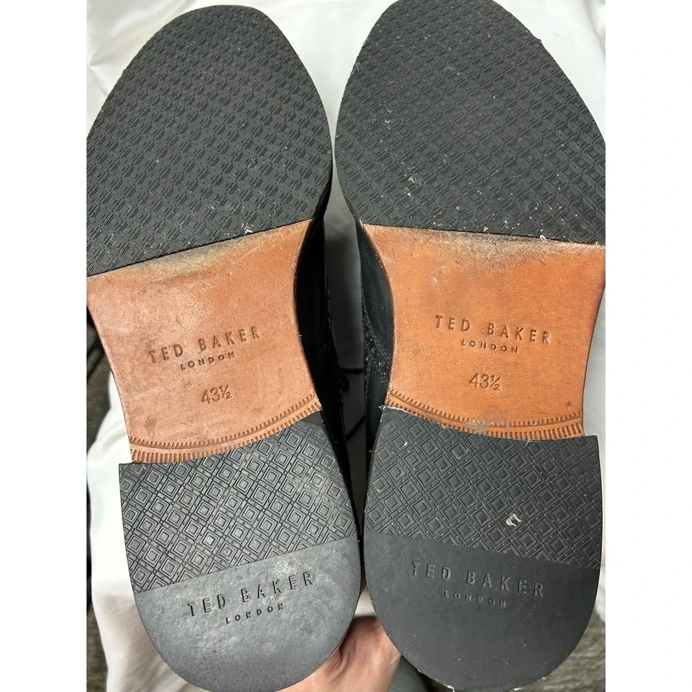 Ted Baker Cinika Wingtip Chukka Boots Men's 10.5 Navy Black Leather‎ Brogue