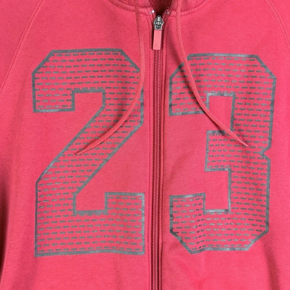 Nike Air Jordan 23 Sweatshirt‎ Full Zip Hoodie 853849-687 Red Bred Men's Medium