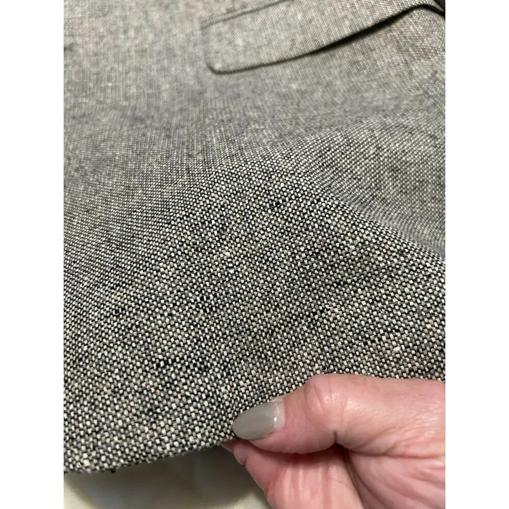 Meeting Street Mens 42L 100% Silk Blazer Gray Tan‎ Tweed Sports Coat Work Jacket