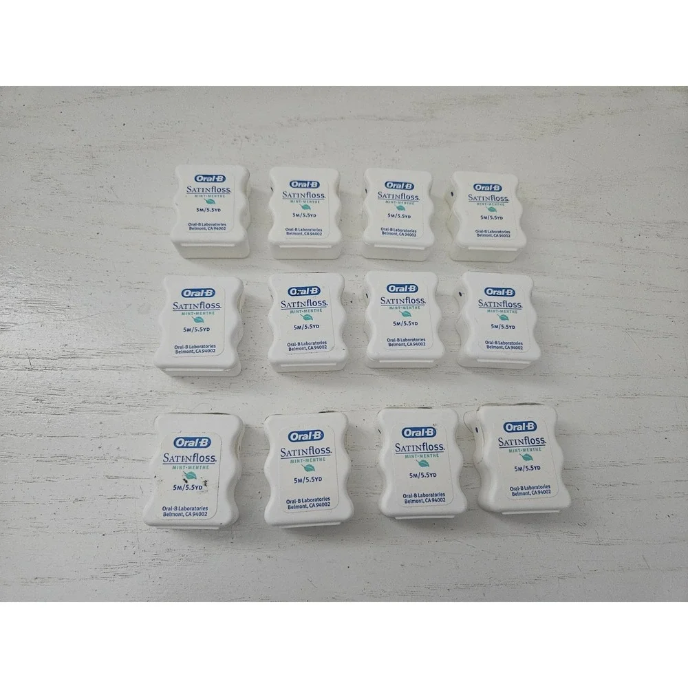 Oral-B Satin Floss Mint-Menthe‎ Dental Floss 12 Pack Travel Pack 5m/5.5yds
