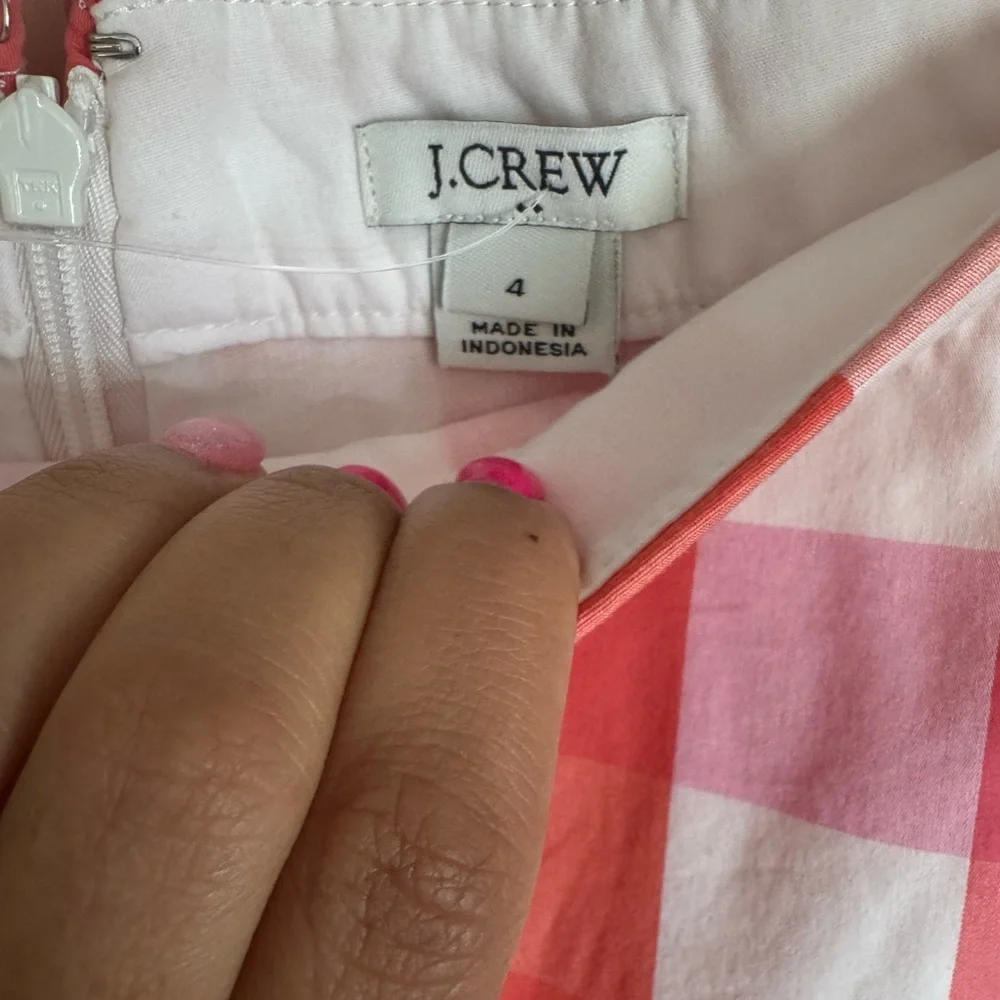 J.Crew Pink Gingham Mini Skirt 💕 Preppy Chic Ruffle Hem Summer Brunch Picnic