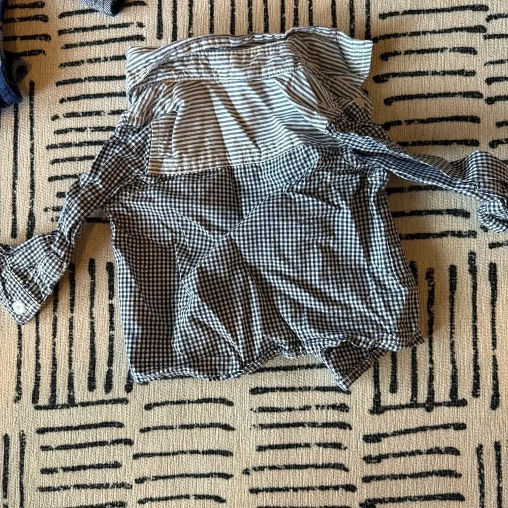Checkered Kids Shirt Set - Blue, Purple, and White 6 Months