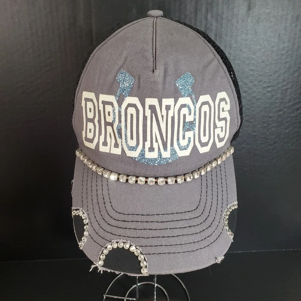Broncos Bling Womens Snapback‎ Hat Embellished Distressed Stylish Cap