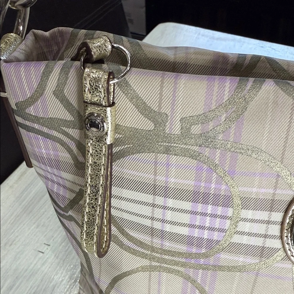 Coach Plaid Beige and Lavender Crossbody Bag