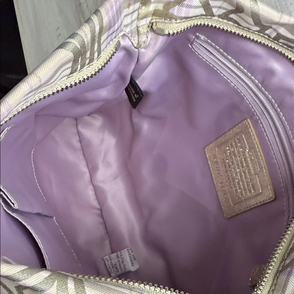 Coach Plaid Beige and Lavender Crossbody Bag