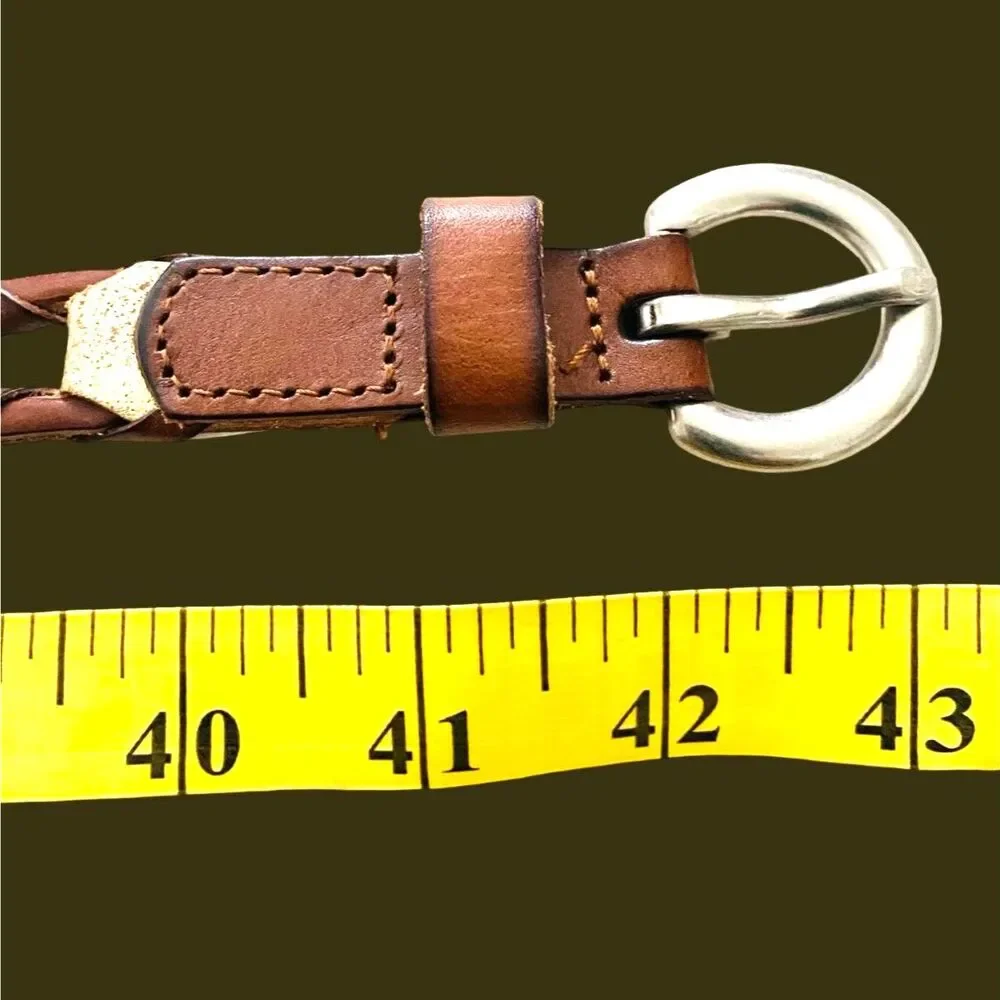 Vintage Fossil Braided Leather Women's Belt Multi Strand Gold Accents Boho Retro