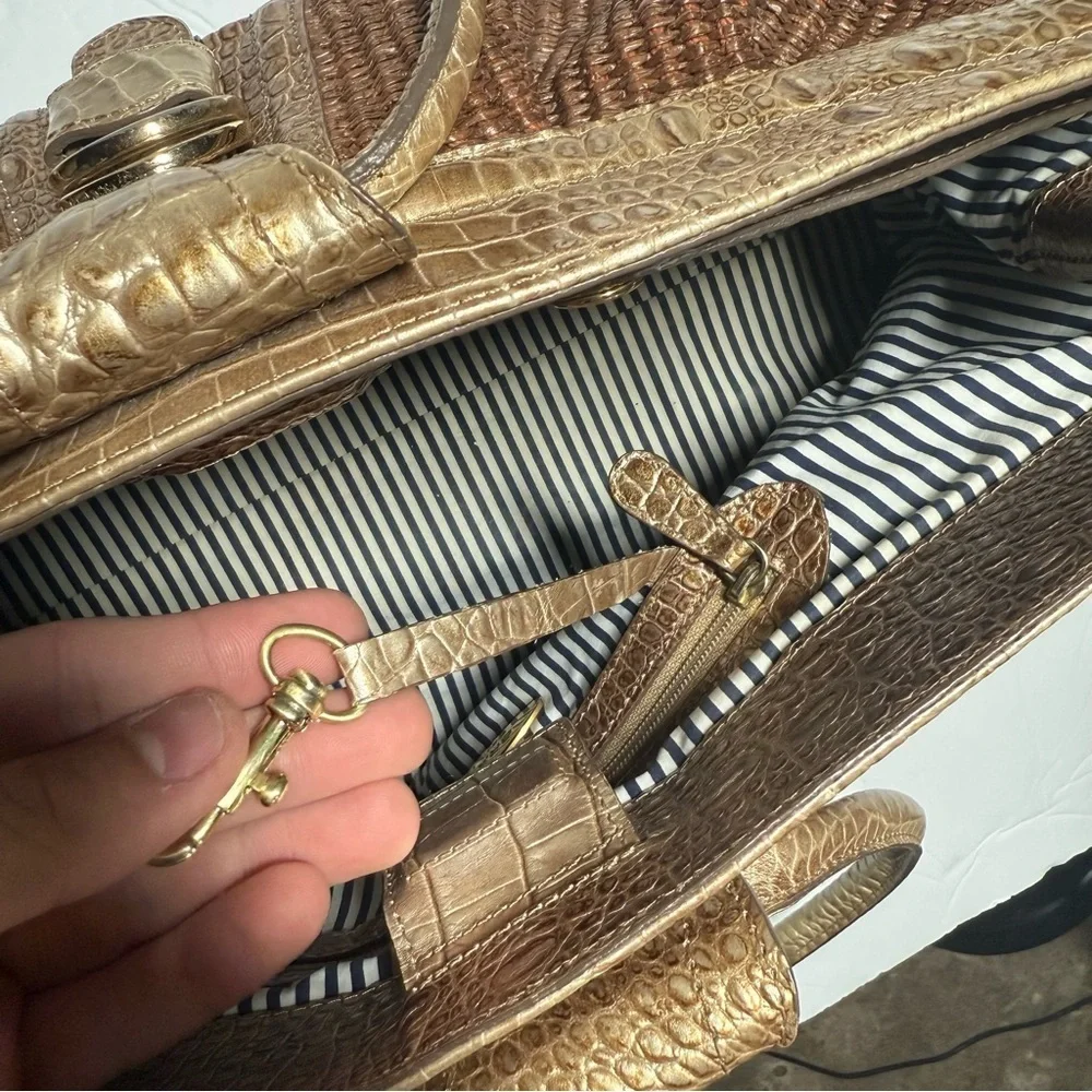 Brahmin straw satchel