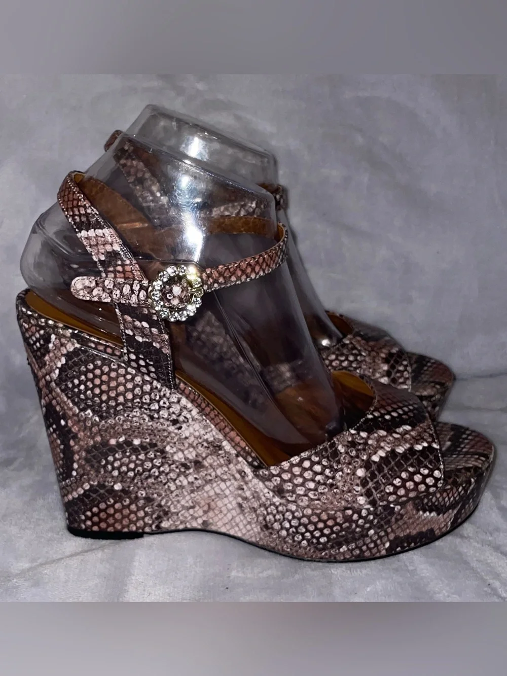 Kurt Geiger London Women Size 41 / US 10 Snake Platform Wedge Sandals Rhinestone