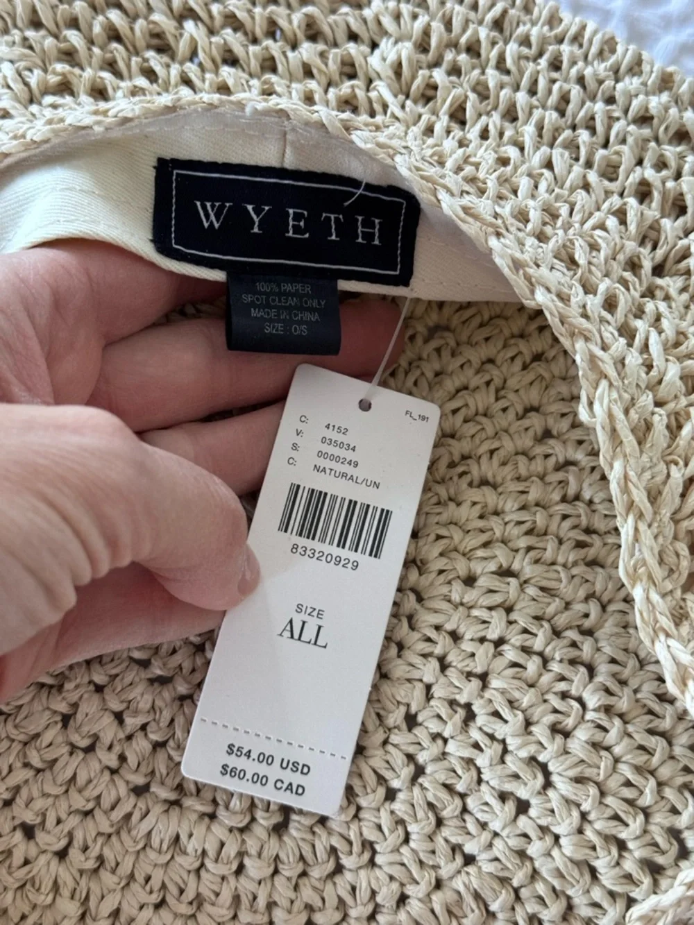 ***NWT*** NEVER WORN Anthropology WYETH Round Crochet Straw fedora - Beige