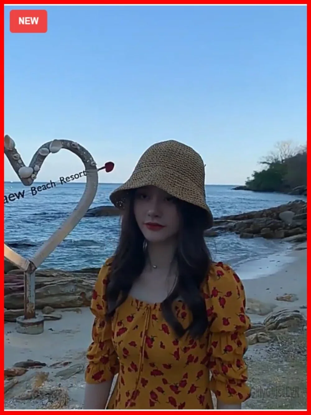 Hand-Woven Packable Beach Bucket Sun Hat with UV Protection
