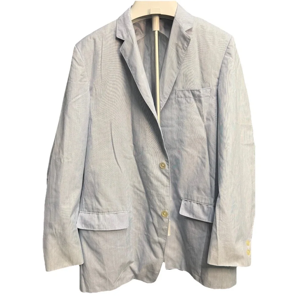 Haspels Sir Perior Blue Pin‎ Striped Jacket Wash & Wear Size 42 1950's Raleigh's