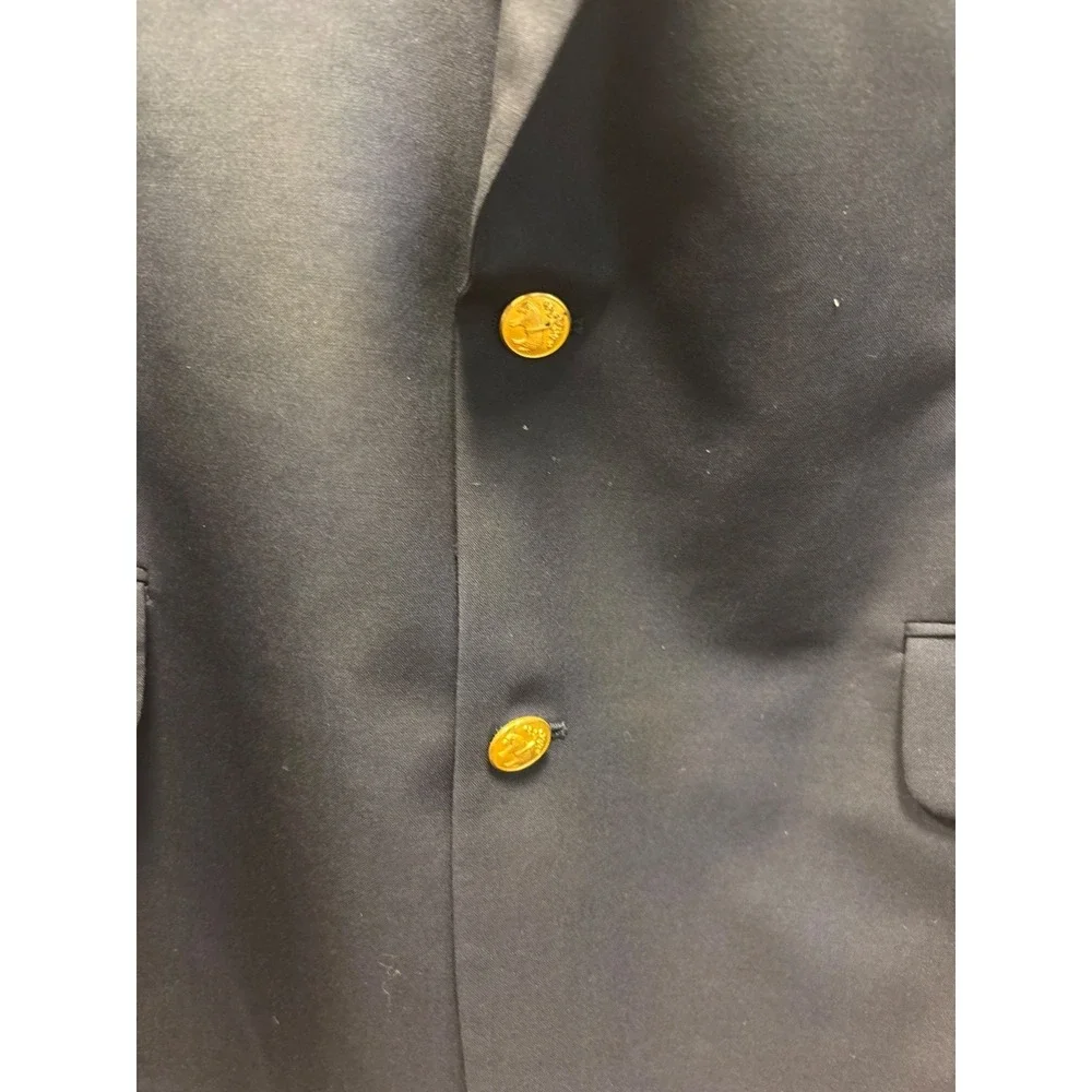 Brooks Brothers Blazer Mens Navy Blue  Loro Piana Wool Gold Buttons 43 L