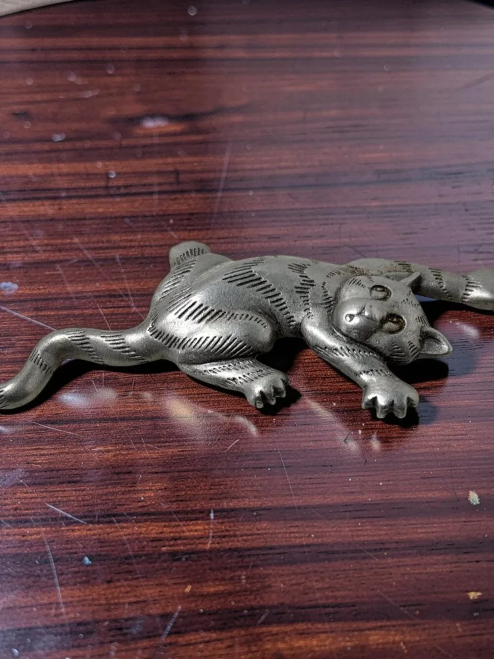 Vintage Signed JJ Jonette Pewter Climbing Cat Brooch/Pin