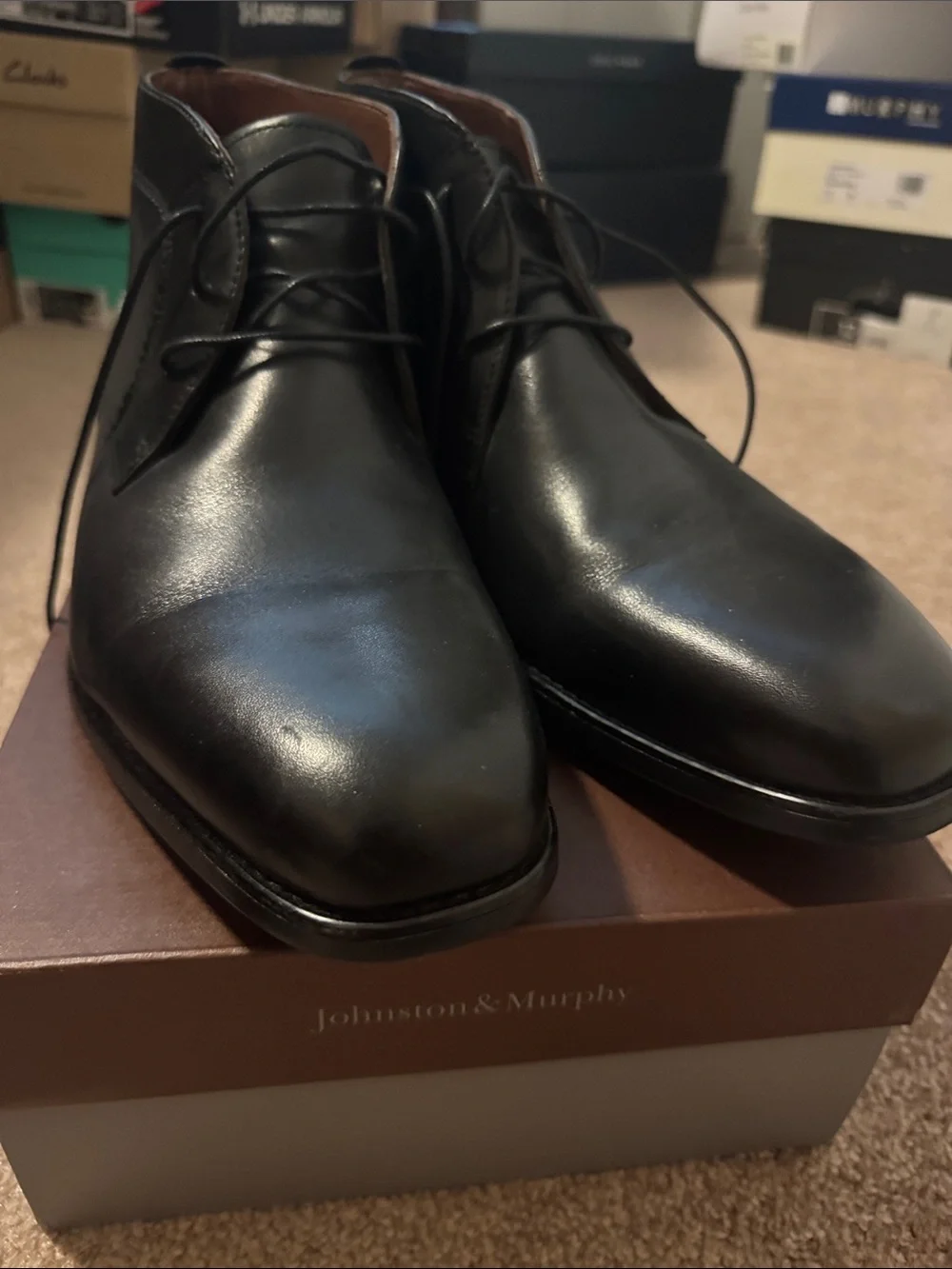 Johnston & Murphy Black Leather Chukka Dress Boots