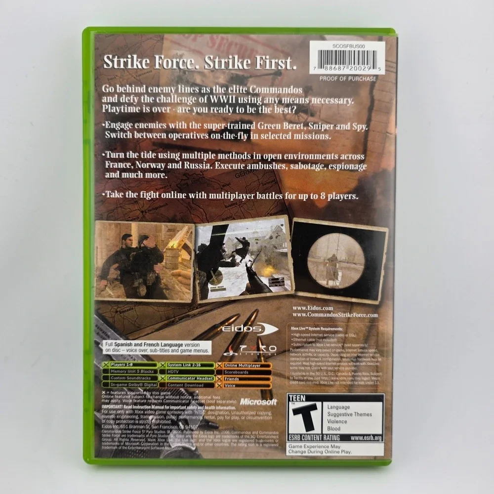Commandos Strike Force (Microsoft XBOX, 2006) Eidos Interactive Video Game‎