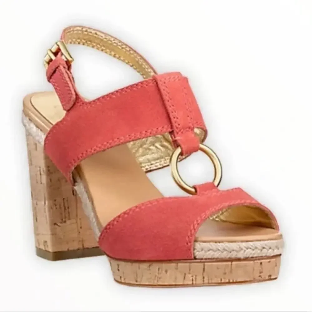 Coach Valeann Tulip Suede Cork Platform Sandals