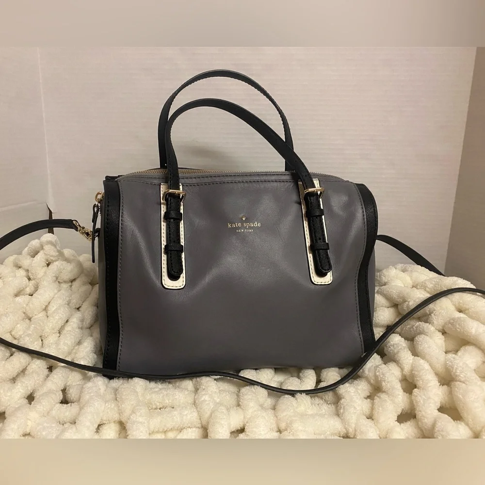 kate spade Gray and Black Sophisticated Leather Bedford Satchel