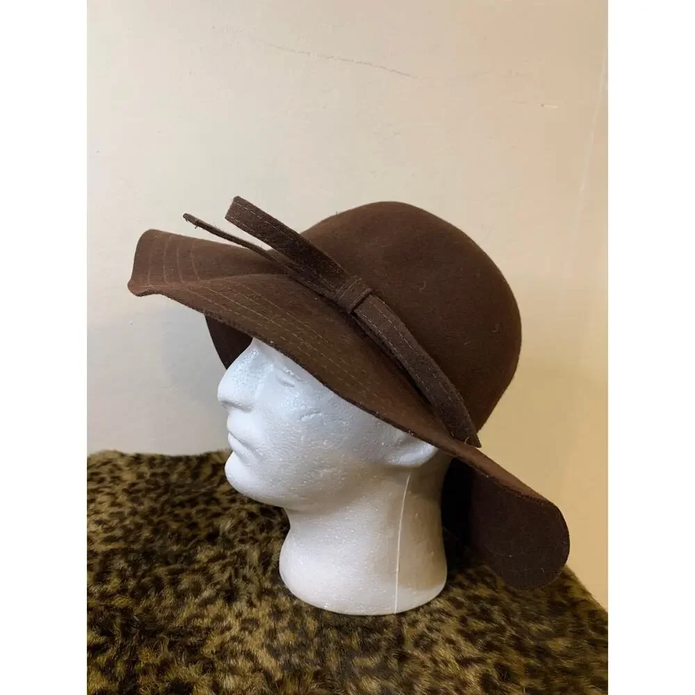 Wool Hat Brown Color Women One Size Fit All