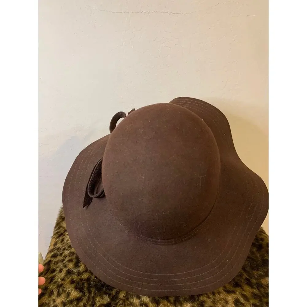 Wool Hat Brown Color Women One Size Fit All