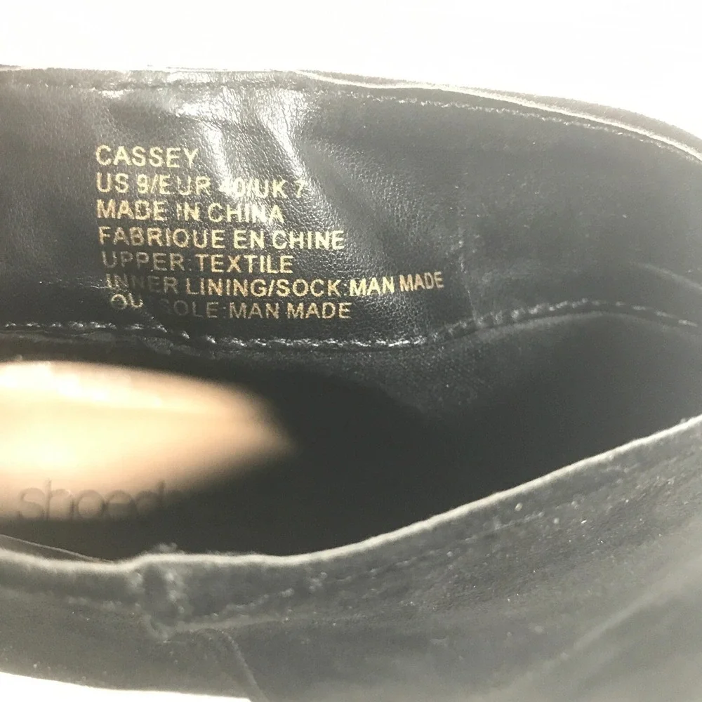 Shoedazzle Cassey Womens Size 9 Ankle Bootie Black Faux Suede Jeweled 4.5in Heel