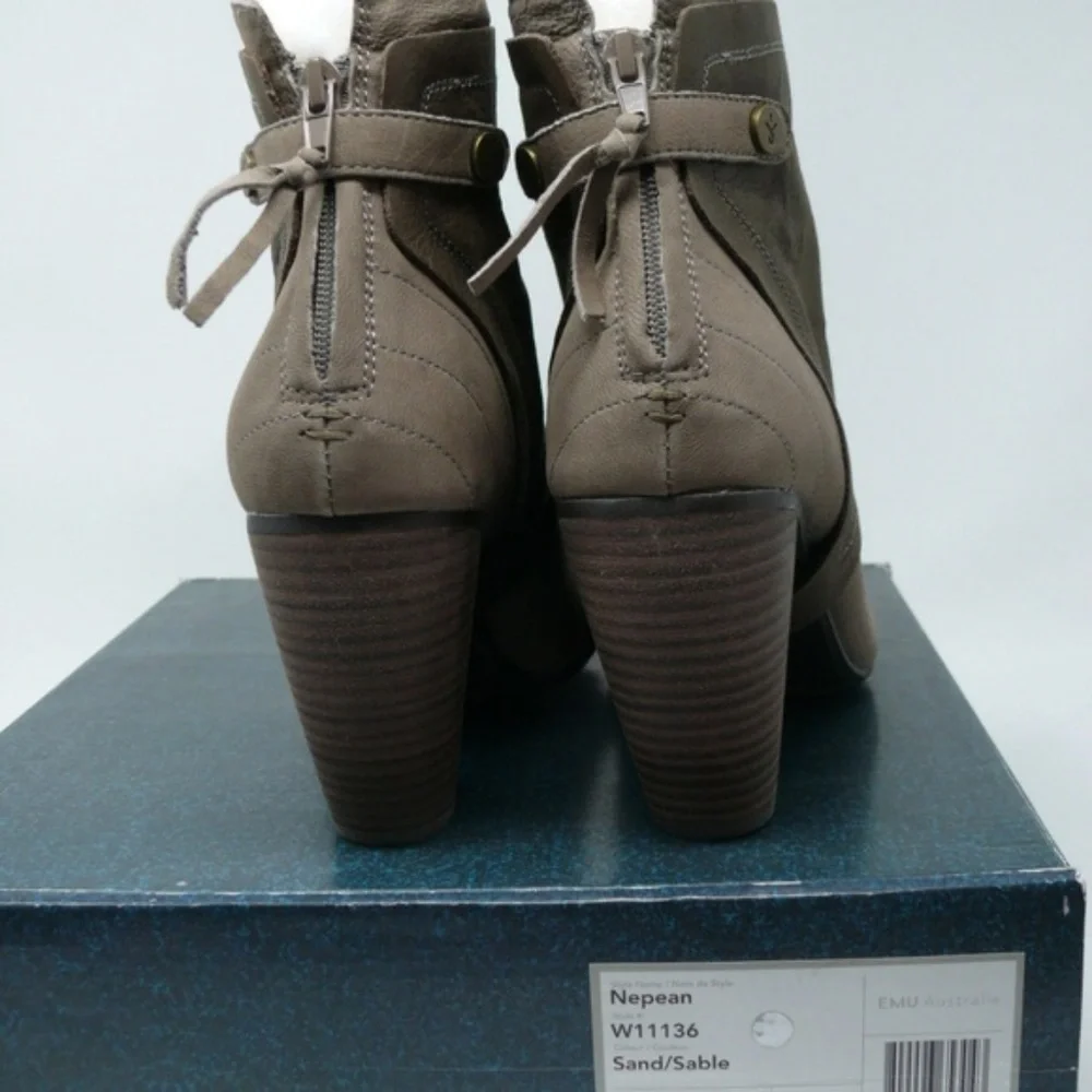 Emu Australia Ankle Boots Womens 9.5 Suede & Leather Tan Two Tone Brown New NIB