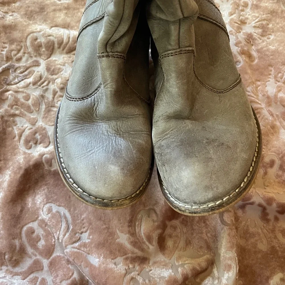 Sundance Leather Ankle Boots Women's‎ Taupe Stacked  Western boho Size 37