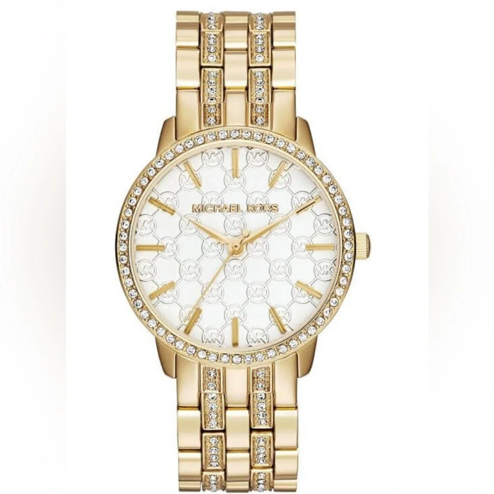Michael Kors Women’s Quartz Gold Stainless Steel White Dial 35mm Watch MK3214