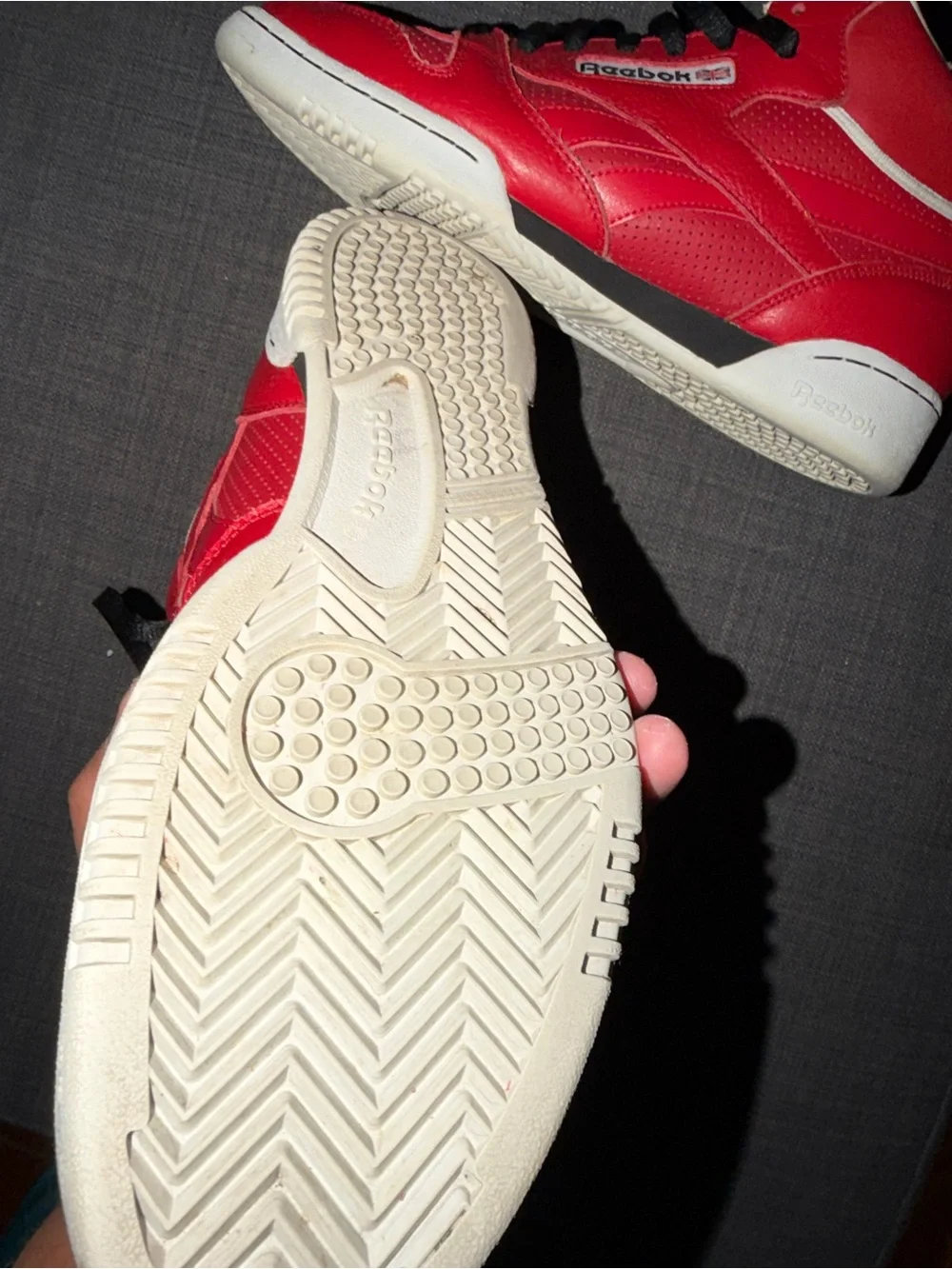 Reebok Red and White Men's Athletic High-Top Sneakers