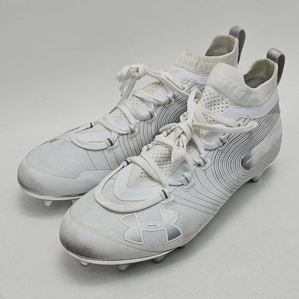 Under Armour Spotlight MC Mens 9 Football Cleats White Silver 3020675-100