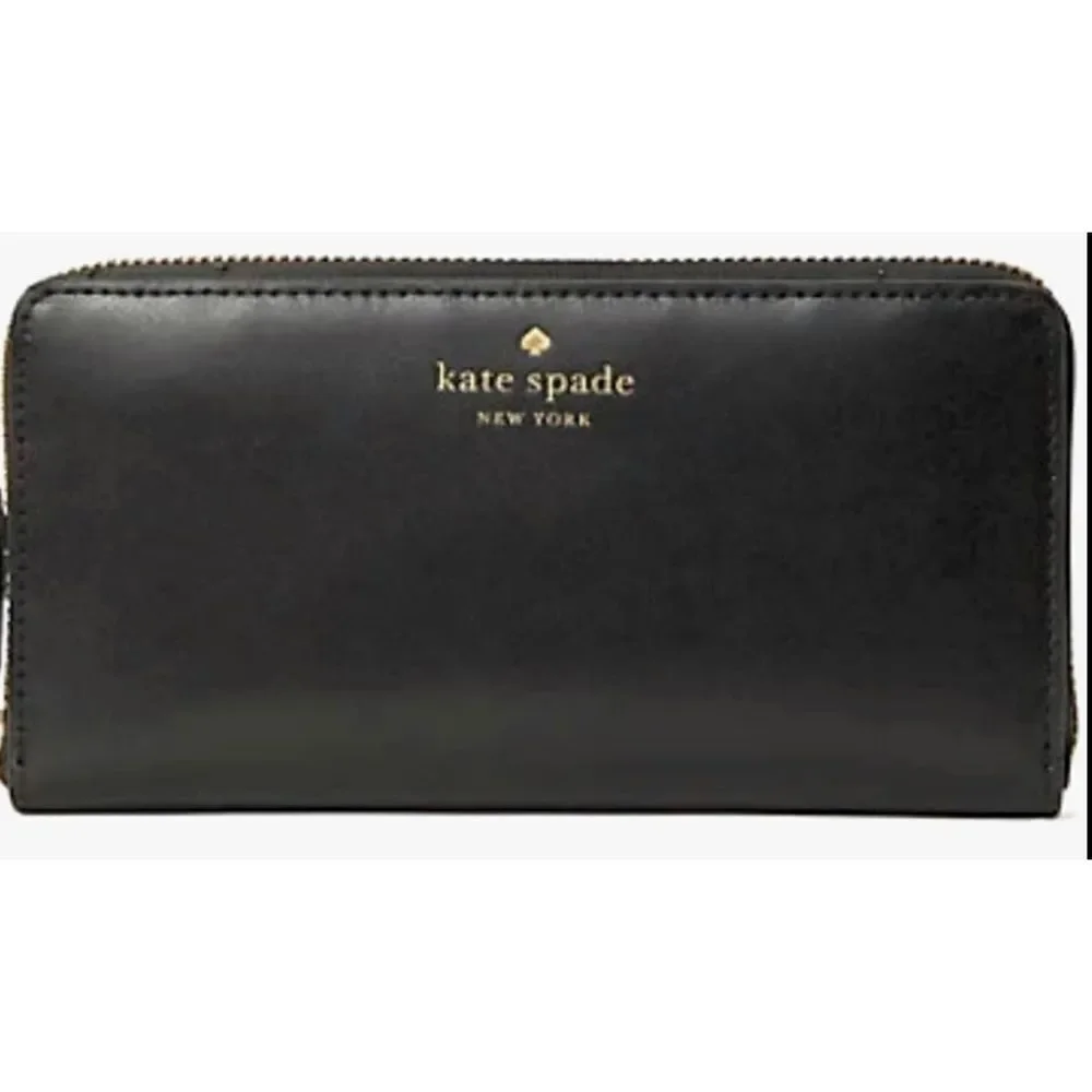 Kate Spade New York Jana Large Continental Black Leather Zip Wallet