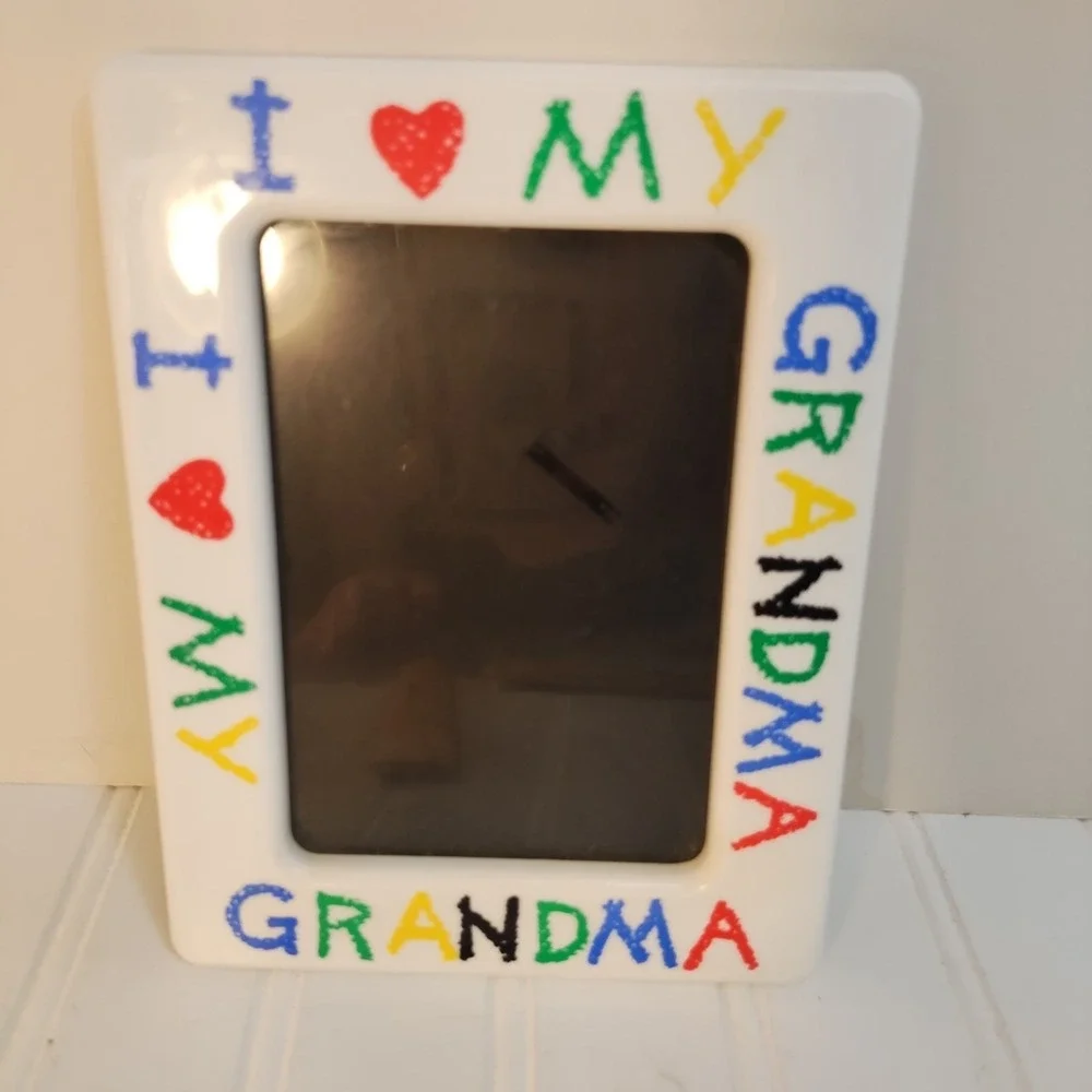 I Love My Grandma Picture Frame White Colorful Hand Painted Style 5x7