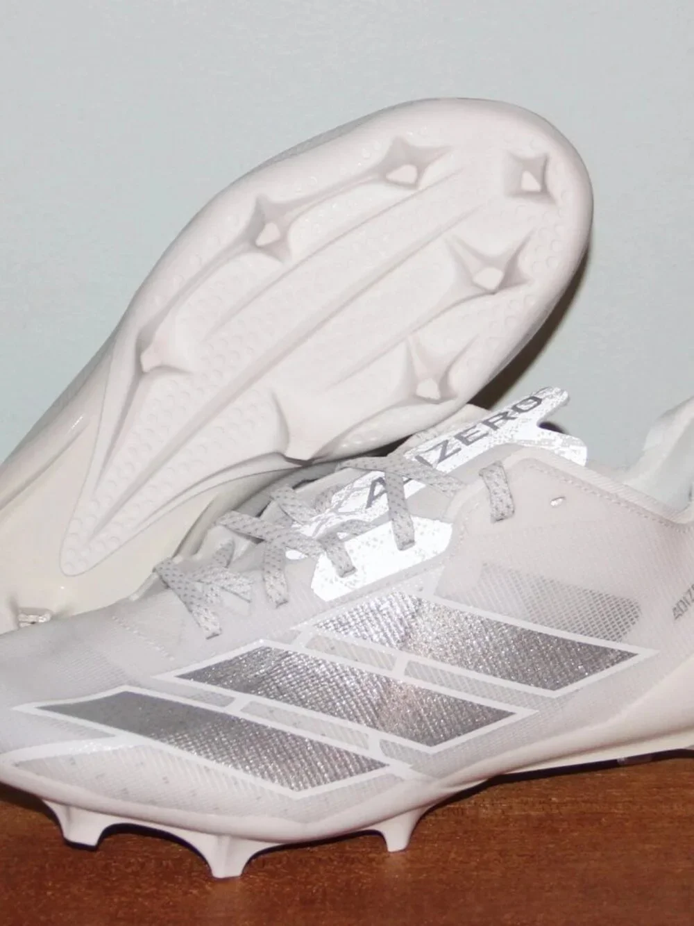 Adidas Adizero Electric Football Cleats White Silver Chrome Men Size 10.5 IE6286