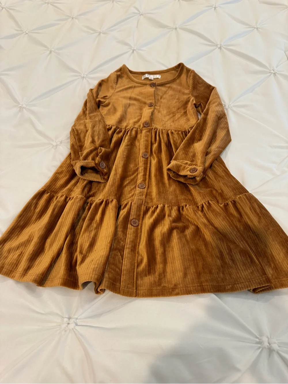 Kids 6T Biscotti Collezioni Brown Corduroy Tiered Button-Front Dress Kids Size 6
