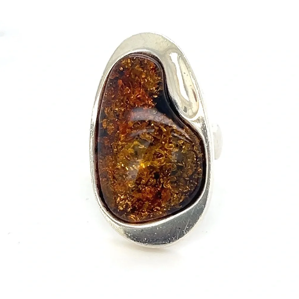 Elegant Silver 925 and Amber‎ Ring