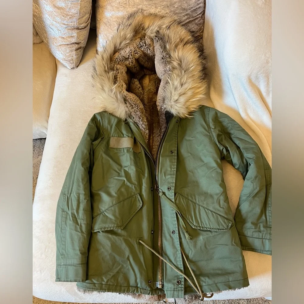 Green Fur-Lined Kids Parka