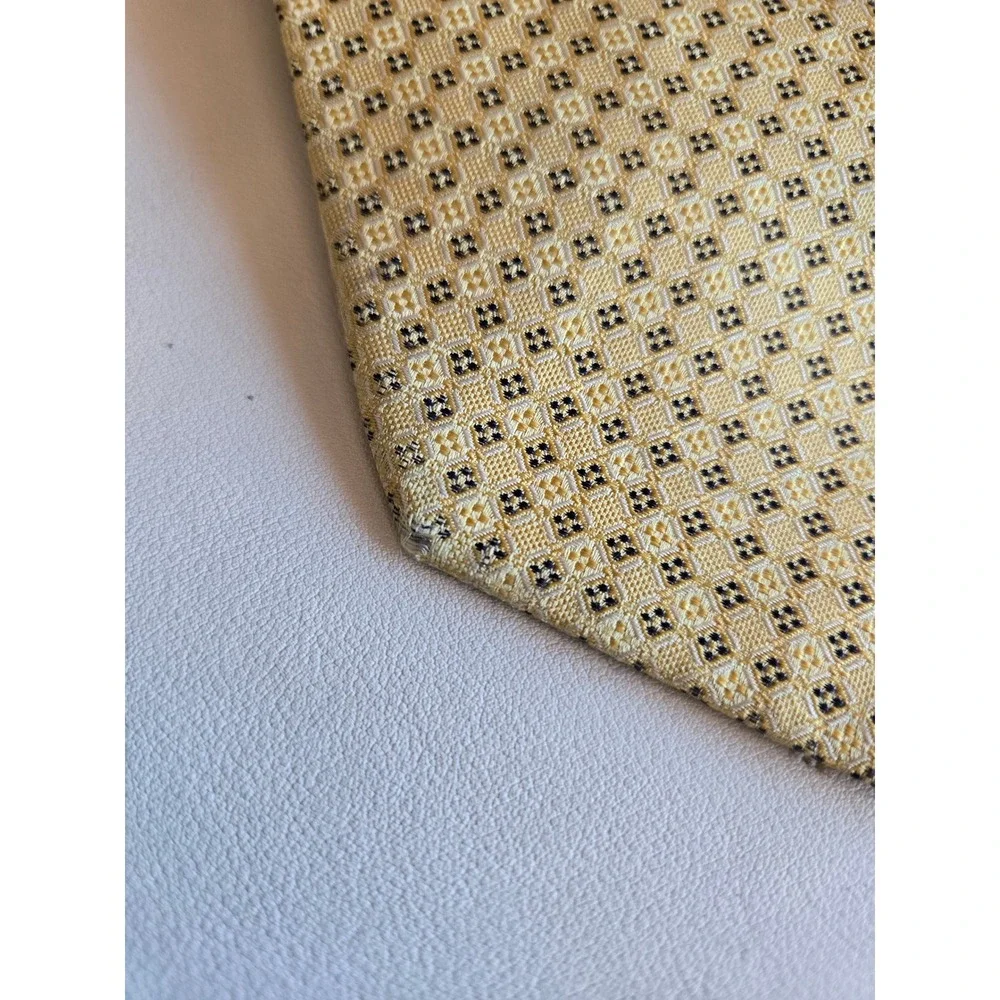 Tommy Hilfiger Yellow Geometric Silk Necktie Classic Preppy Business‎ Tie