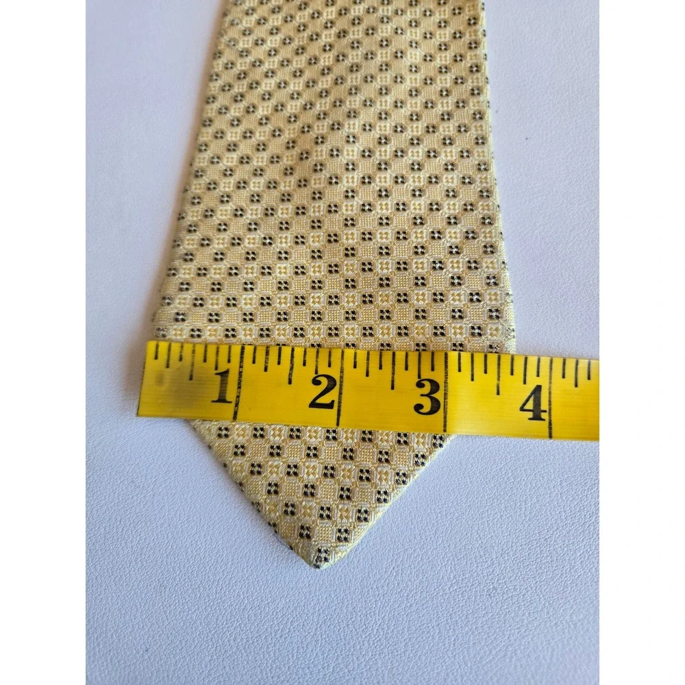Tommy Hilfiger Yellow Geometric Silk Necktie Classic Preppy Business‎ Tie