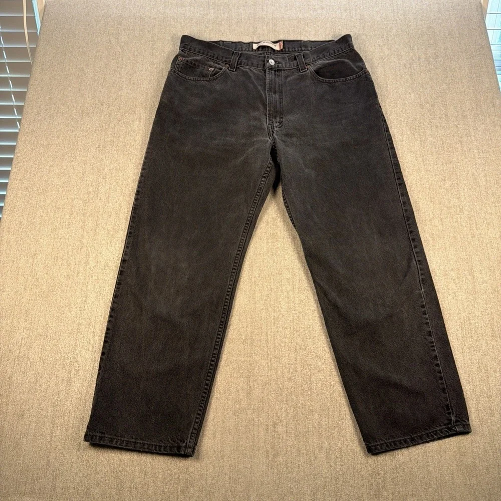 Levis 550 Jeans Mens‎ 38x30 Black Relaxed Fit Denim Distressed Modern Black wing