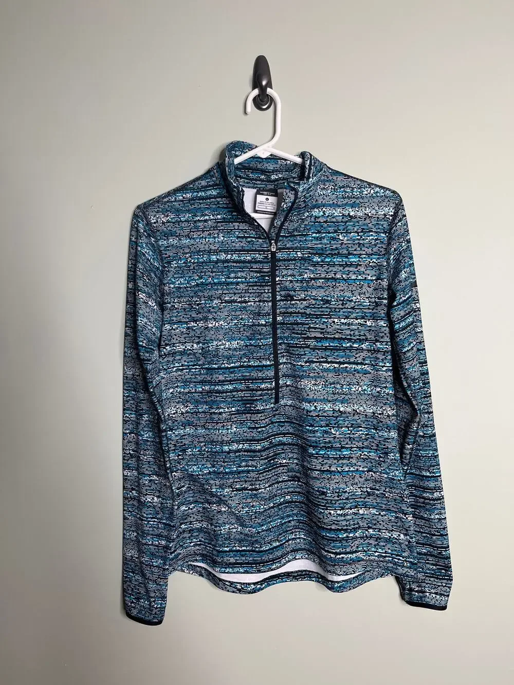 Nike Pro Teal Printed Half Zip Pullover Large
