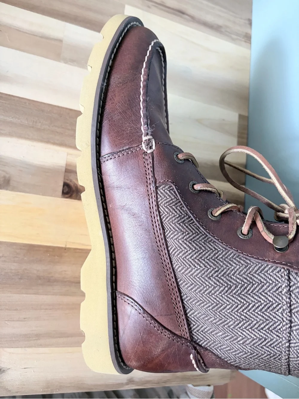 Sperry Top-Sider Men’s Leather & Herringbone Tweed Moc-Toe Boot Size 8