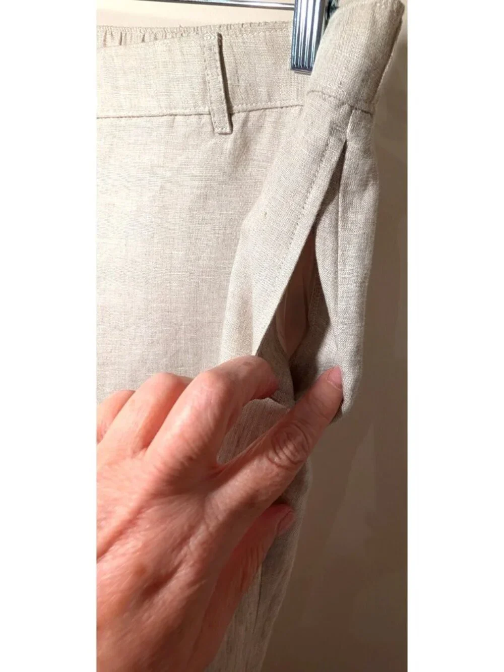 NEW J. Crew Harbor Pant in Natural Linen, Women Size XL