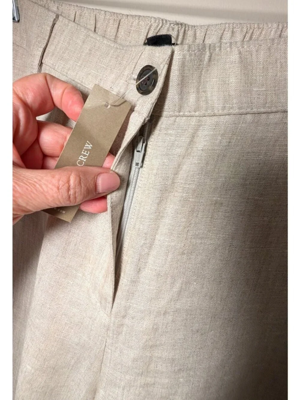 NEW J. Crew Harbor Pant in Natural Linen, Women Size XL