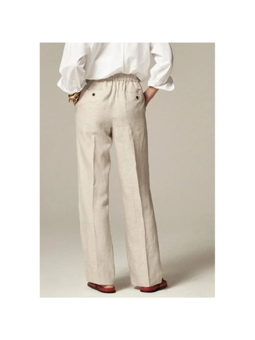 NEW J. Crew Harbor Pant in Natural Linen, Women Size XL