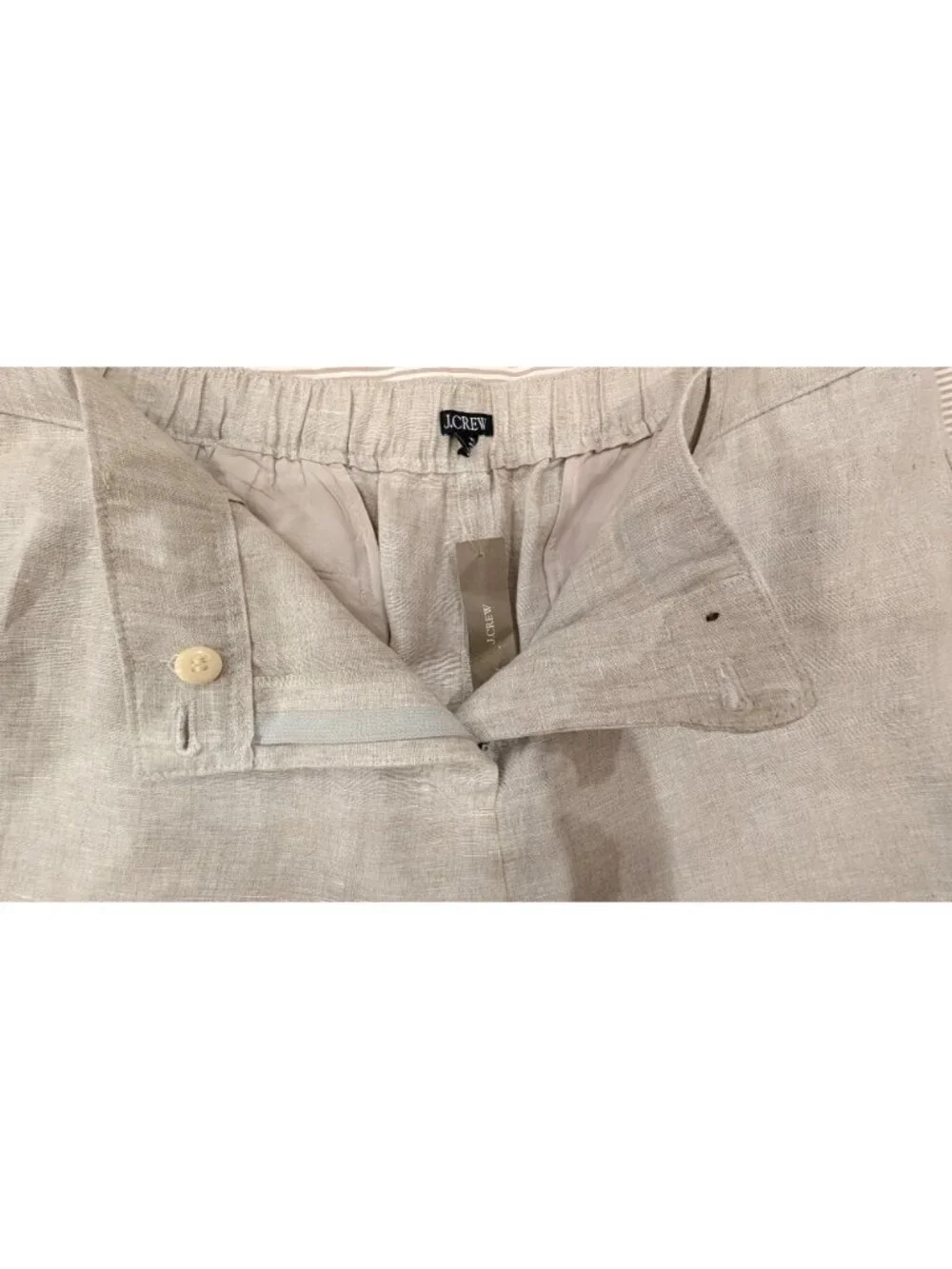 NEW J. Crew Harbor Pant in Natural Linen, Women Size XL