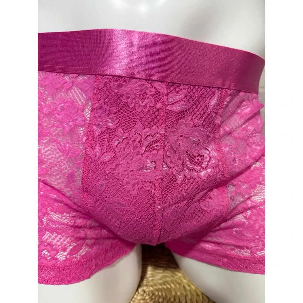 Cosabella Men's Never Say Never Hot Pink Lace‎ Boxer Trunk Size L