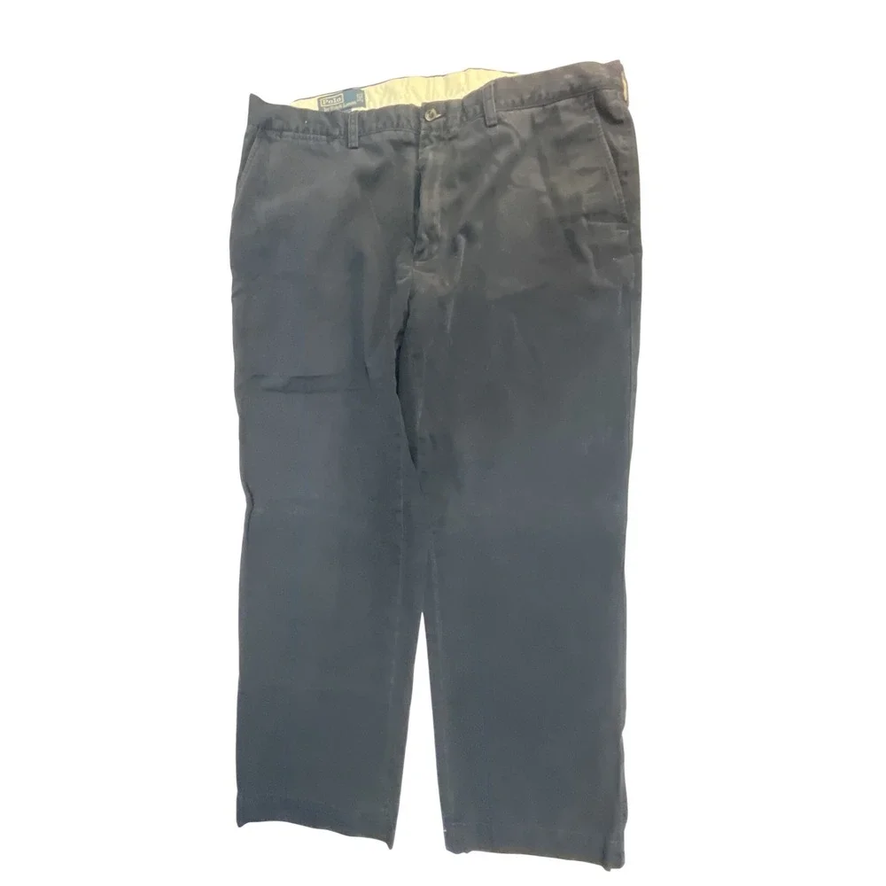 Polo Ralph Lauren Preston Pant Mens 38x29 Navy Blue Cotton Chino Trousers